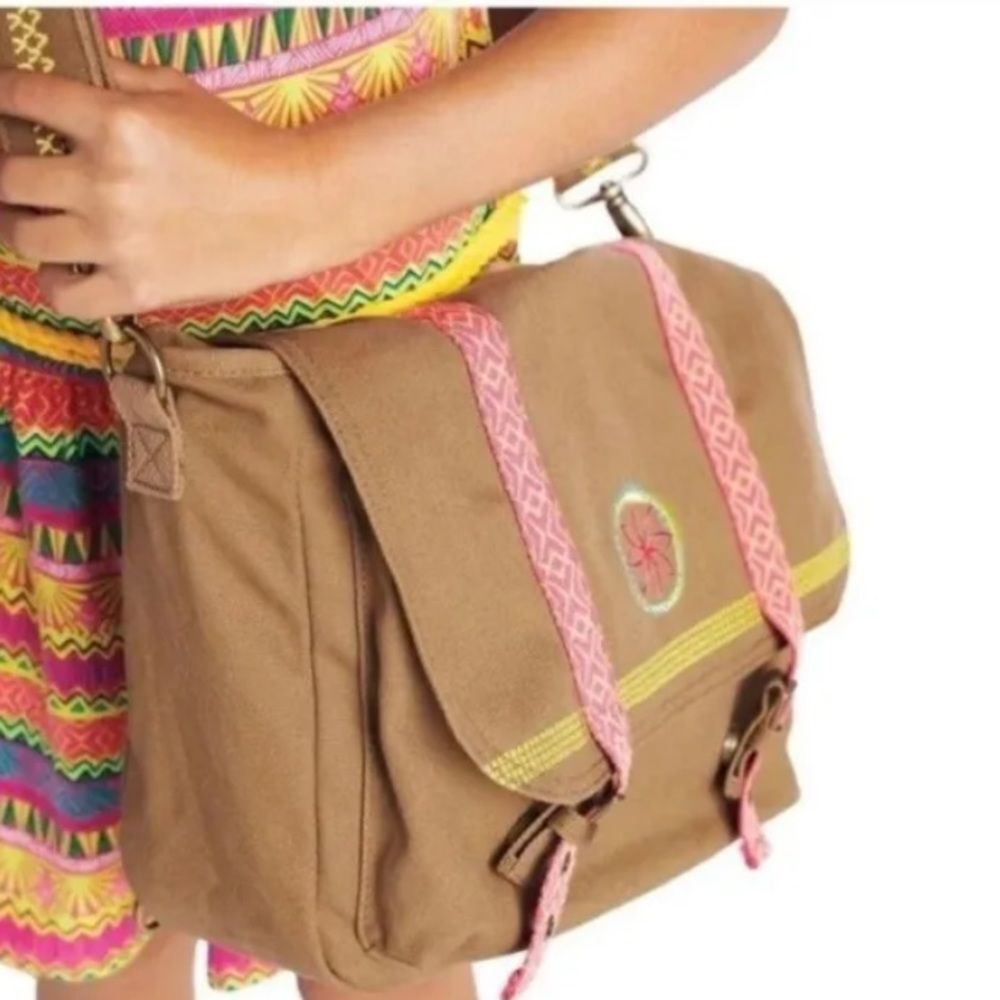 American Girl Lea Clark Tan Canvas Full Size Backpack Messenger Bag for Girls